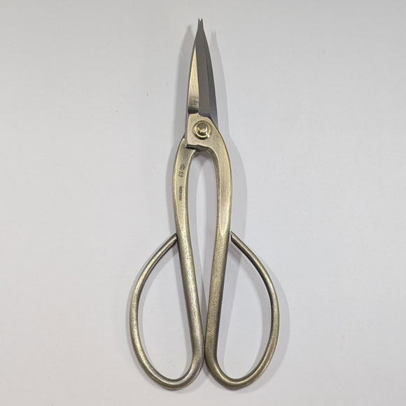 Bonsai Scissors with Shinogi - Yellow bronze plating - (KANESHIN) " Length 195mm" No.36H